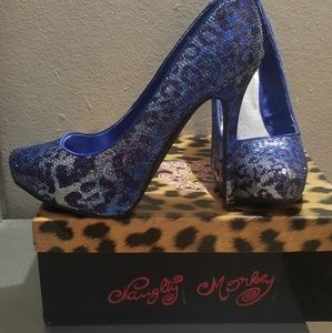 Sequin animal print shoes.